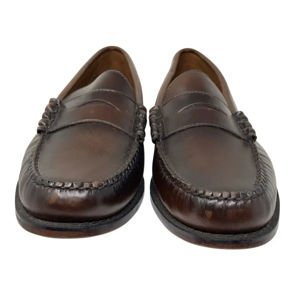 J Crew Penny Loafers Mens 9.5 Brown Leather Sole Business Preppy Luxury Shoes